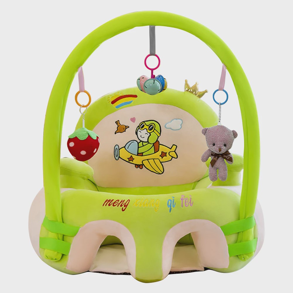 Pluche Baby Zitje met Speelboog - Leer Zitten & Voeden