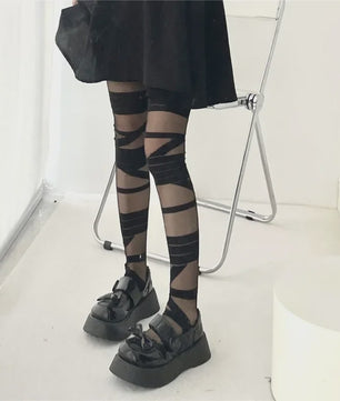 Dames Kniekousen met Bandage en Streep - Y2K, Lolita & Sexy Stijl