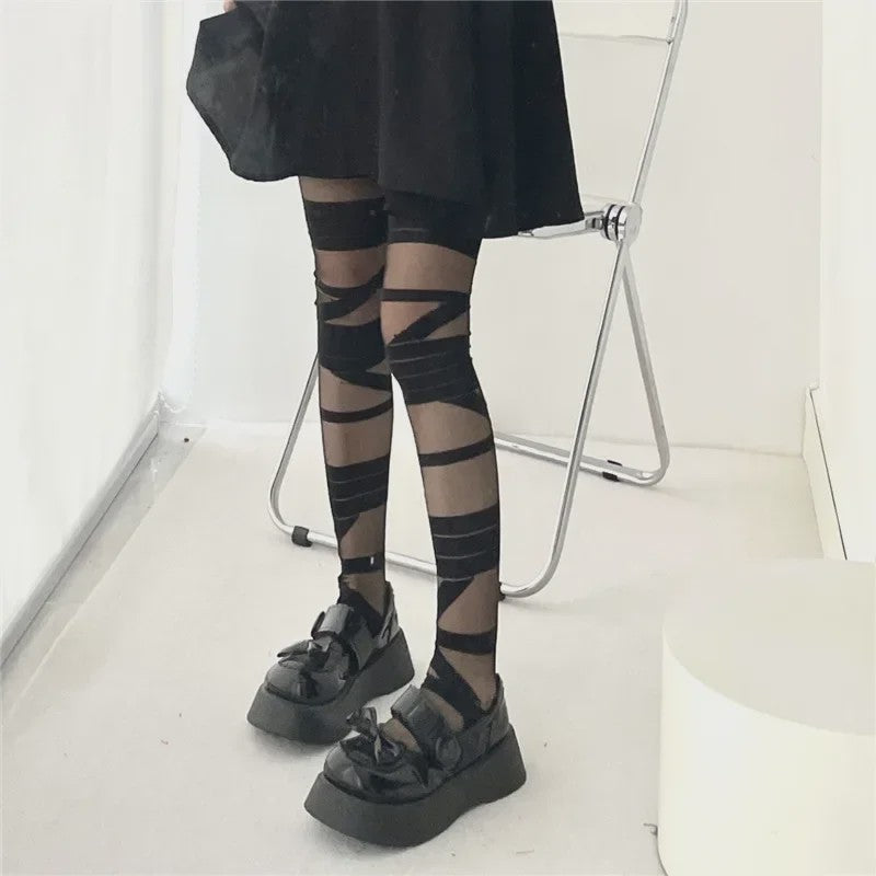 Dames Kniekousen met Bandage en Streep - Y2K, Lolita & Sexy Stijl