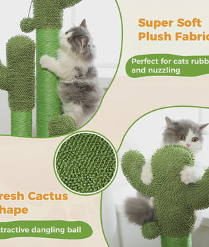 Cactus Krabpaal XL voor Katten - 3 Sisal Palen & Speelbal