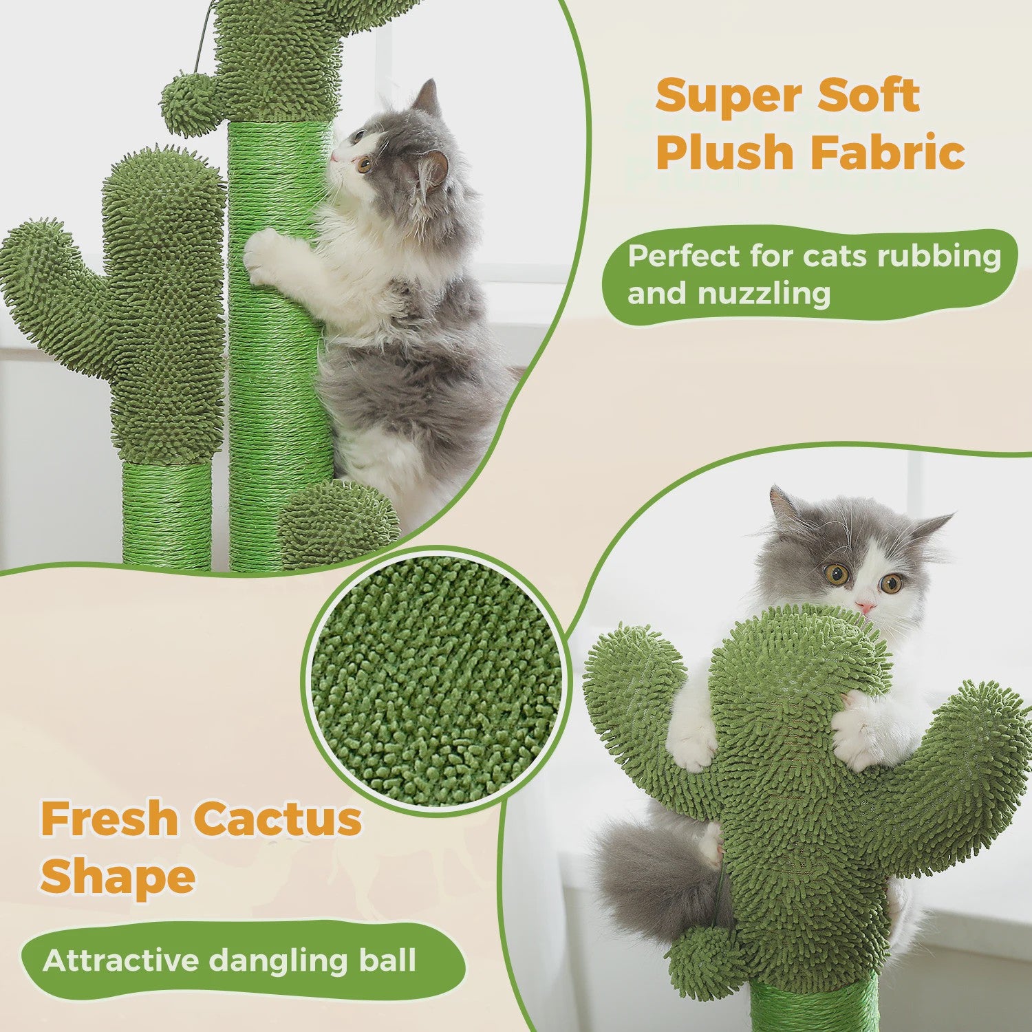 Cactus Krabpaal XL voor Katten - 3 Sisal Palen & Speelbal