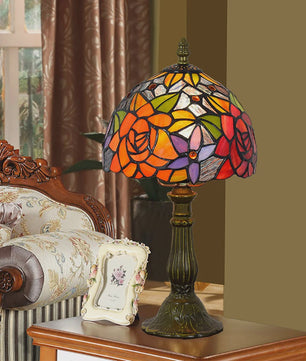 Stijlvolle Tiffany Tafellamp met Glas-in-Lood - Sfeervolle Leeslamp voor Woonkamer, Slaapkamer of Kantoor