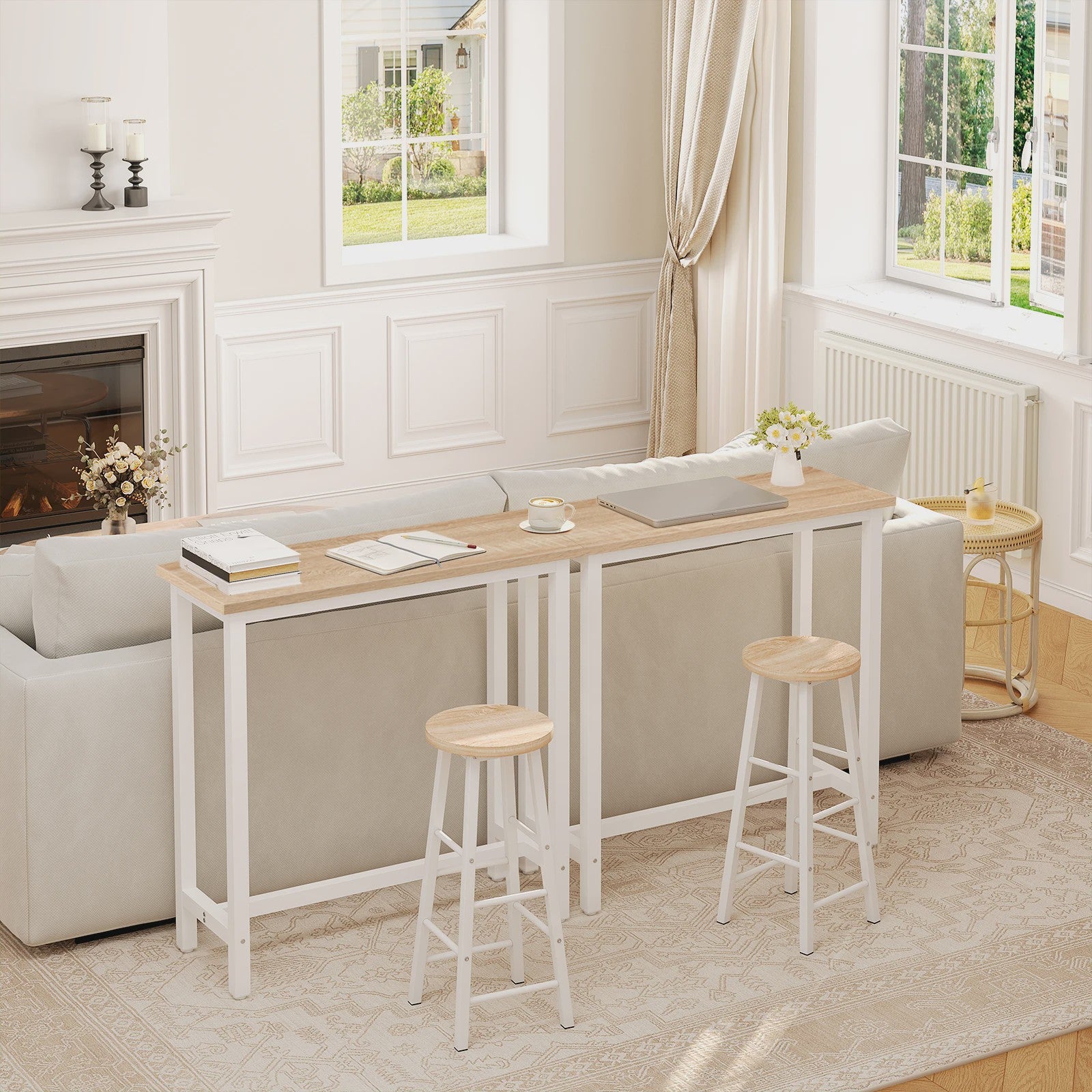 WOLTU Bartafel 100x40x100cm - Stijlvolle Bistro Cocktail Eettafel met Vintage Houtlook