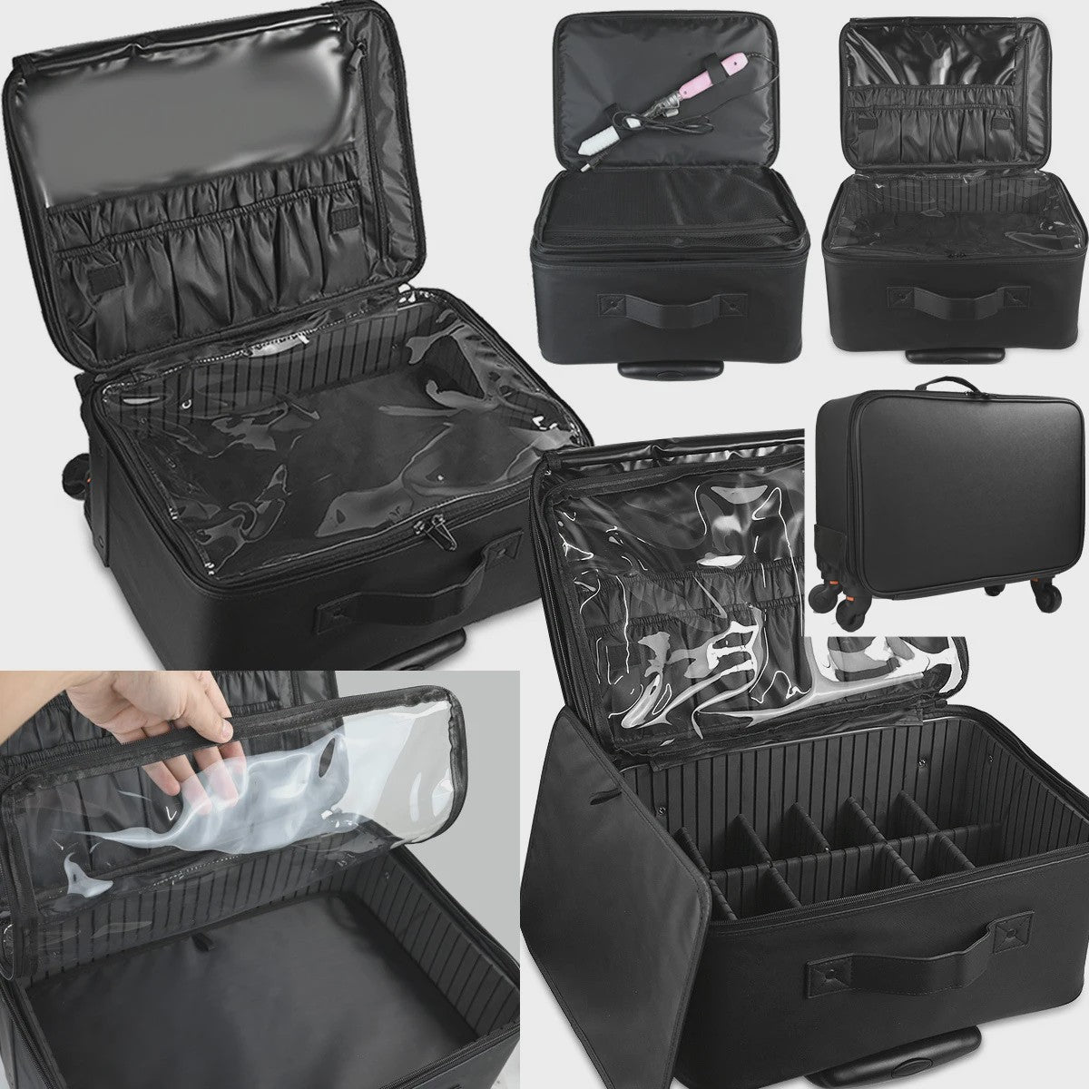 Professionele Make-up Koffer met Wieltjes en Uitschuifbare Handgreep - Grote Capaciteit