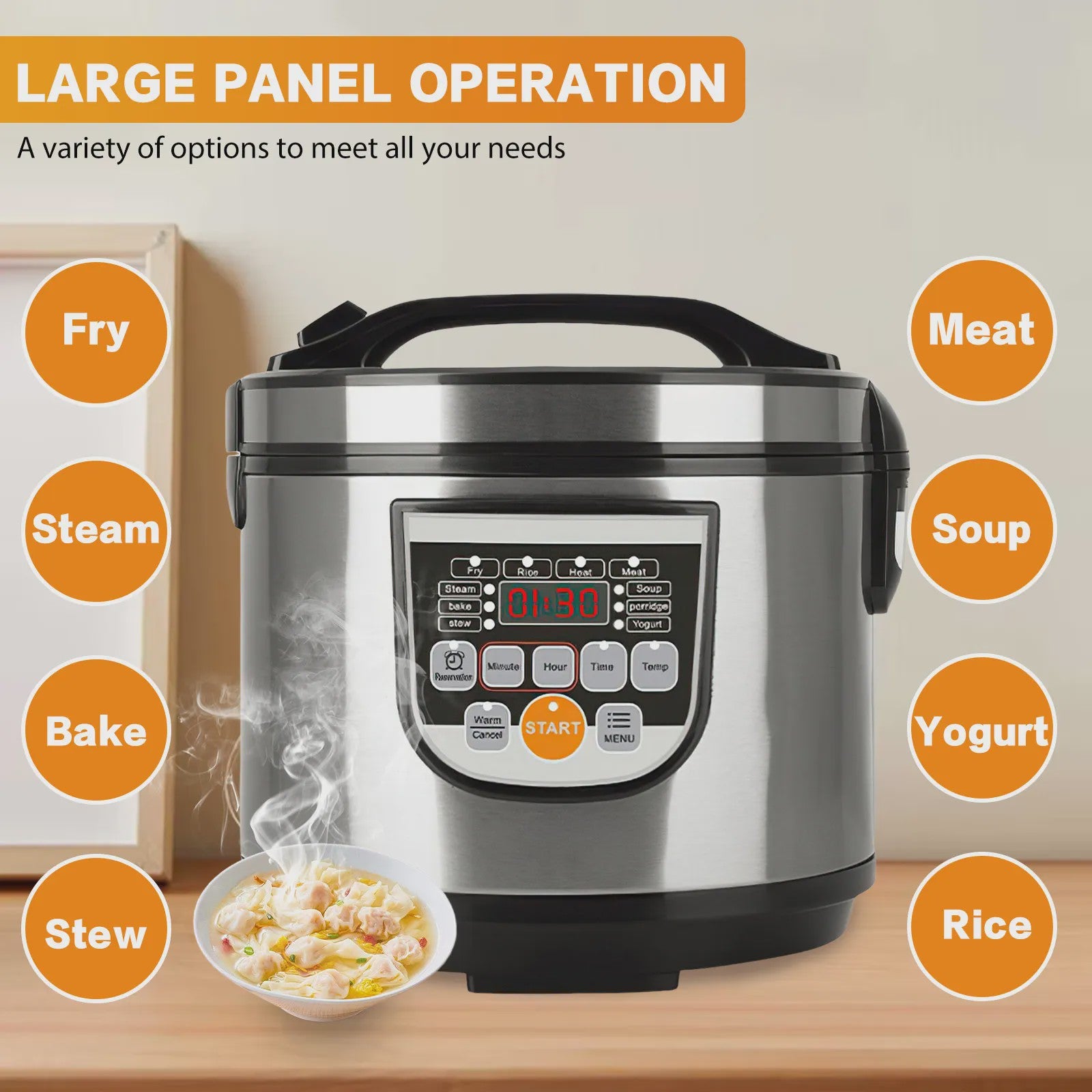 5L Digitale Rijstkoker & Multi-Cooker: Stoom, Soep, Porridge & Meer