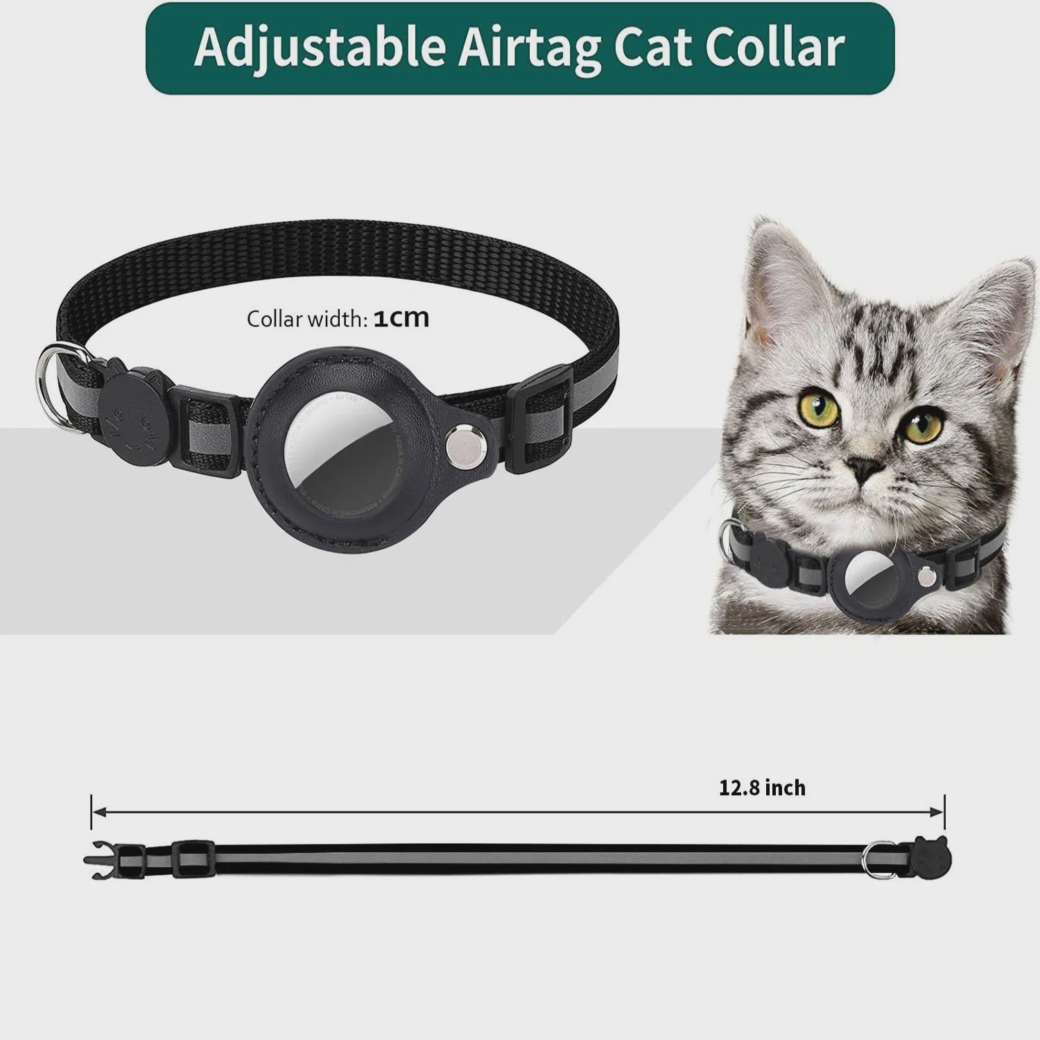 Veiligheids Halsband voor Katten met AirTag Houder - Verstelbaar, Reflecterend & Waterdicht