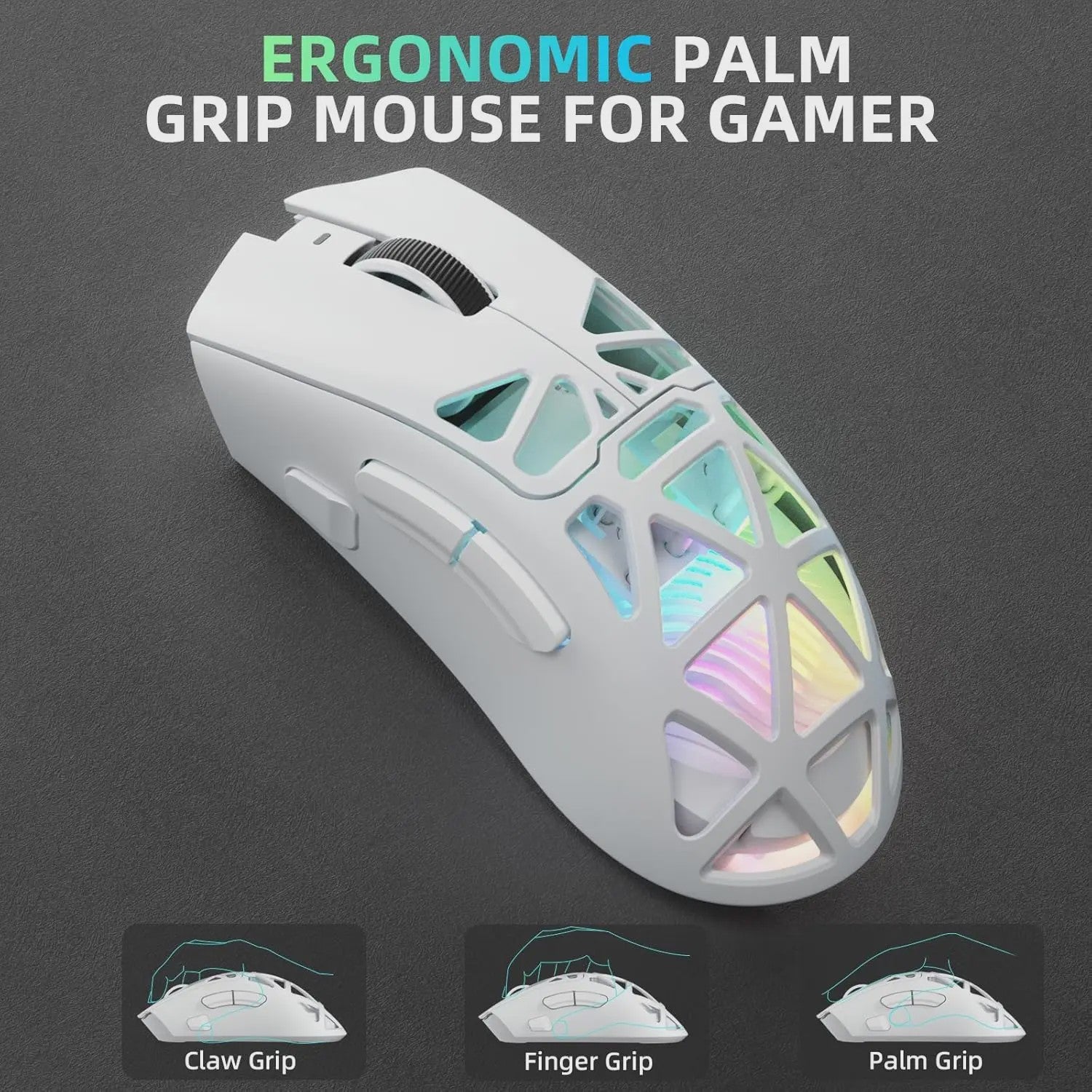 AULA SC620 Gaming Muis - Tri-Mode Connectiviteit (Wired/BT/2.4G), Lichtgewicht, 12000 DPI, PAW3311 Sensor