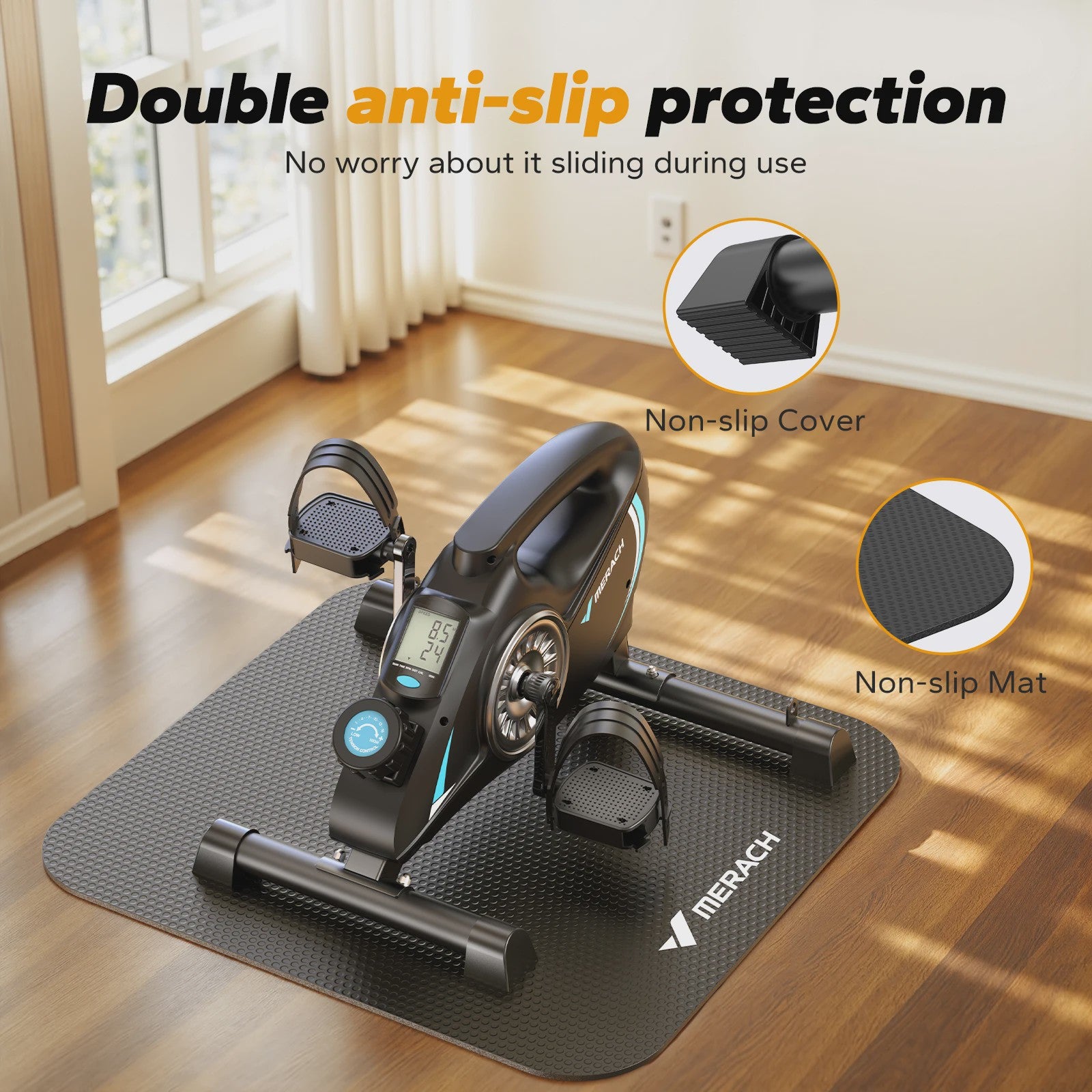 MERACH Mini Hometrainer Fiets - Stille Onder Desk Bike met App voor Arm & Been Training
