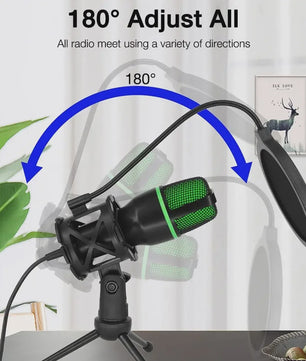 Professionele USB Condensator Microfoon voor PC, Laptop, Gaming, Streaming & Podcast - Met RGB Verlichting
