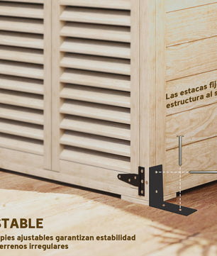Outsunny Houten Tuinkast met Louvreduren - Fir Hout - 75x50x118 cm