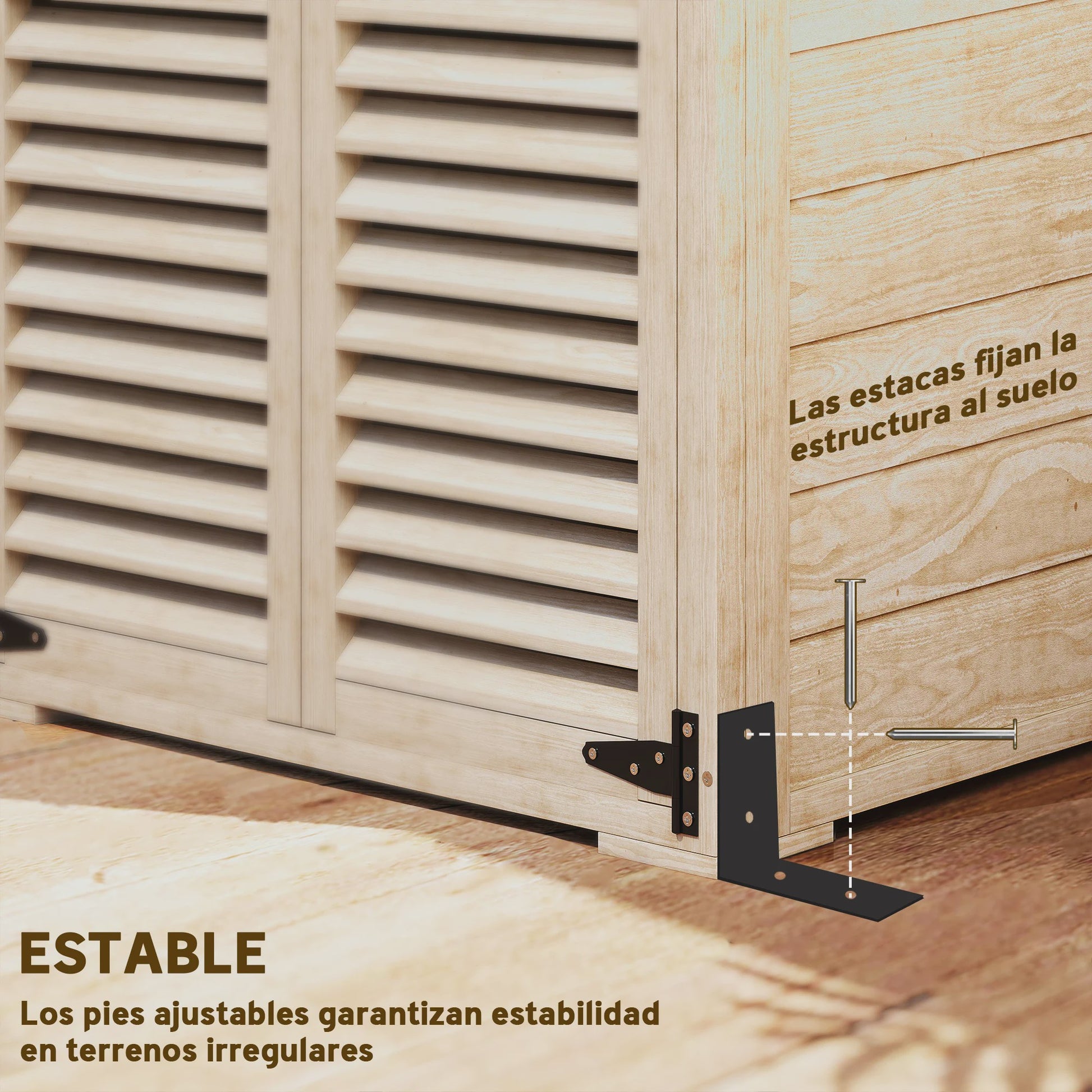 Outsunny Houten Tuinkast met Louvreduren - Fir Hout - 75x50x118 cm