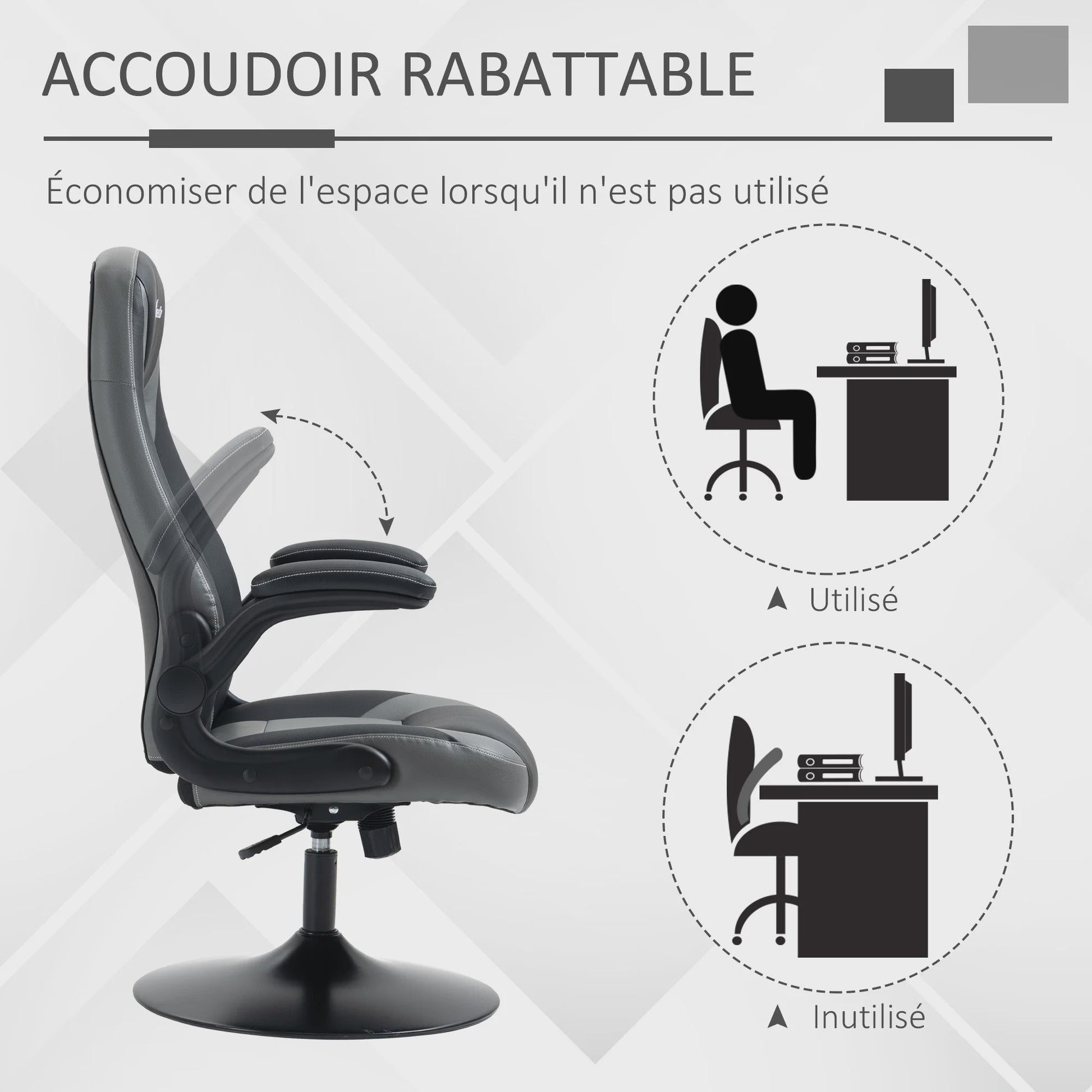 Ergonomische Gaming Stoel met Draaibare Metalen Voet en Verstelbare Hoogte