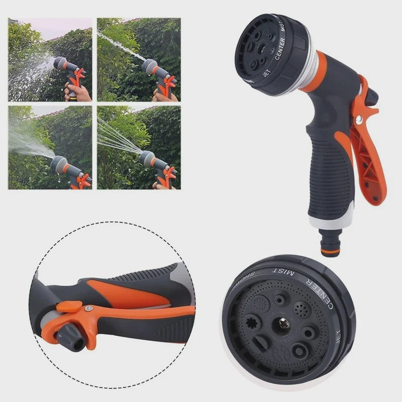 Krachtige Sproeikop met 8 Functies voor Auto en Tuin - Verstelbare Watersproeier