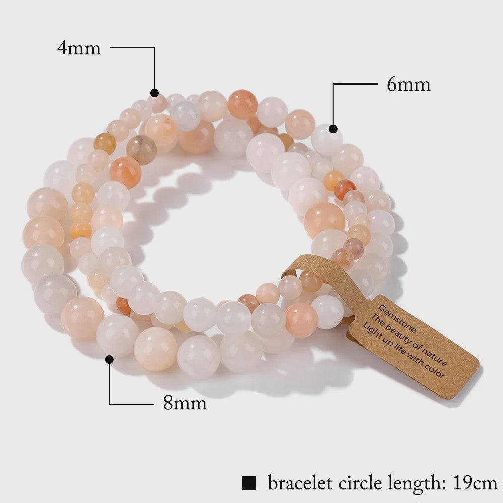 Set van 3 Natuurstenen Kralen Armbanden - Dames & Heren - 4, 6, 8 MM