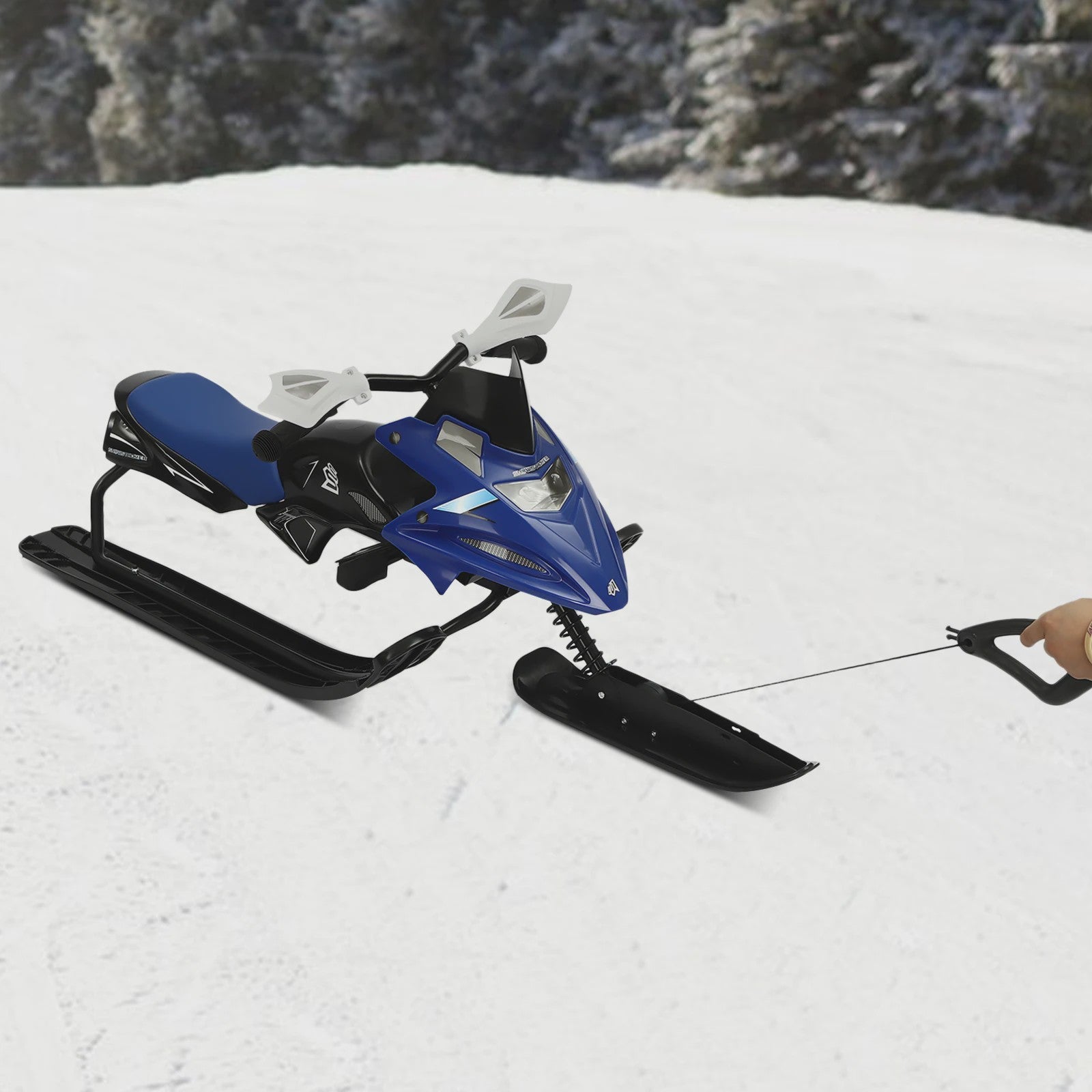 Stuurbare Sneeuwscooter Slee voor Kinderen - 80kg Belastbaar met Trekkoord