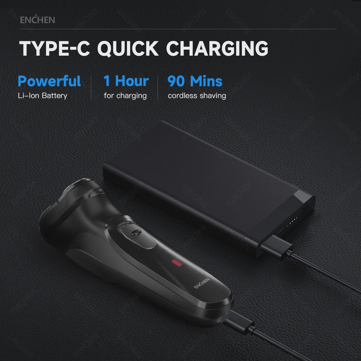 ENCHEN Blackstone Elektrisch Scheerapparaat voor Mannen - 3D Zwevend, Wasbaar, USB-C Oplaadbaar