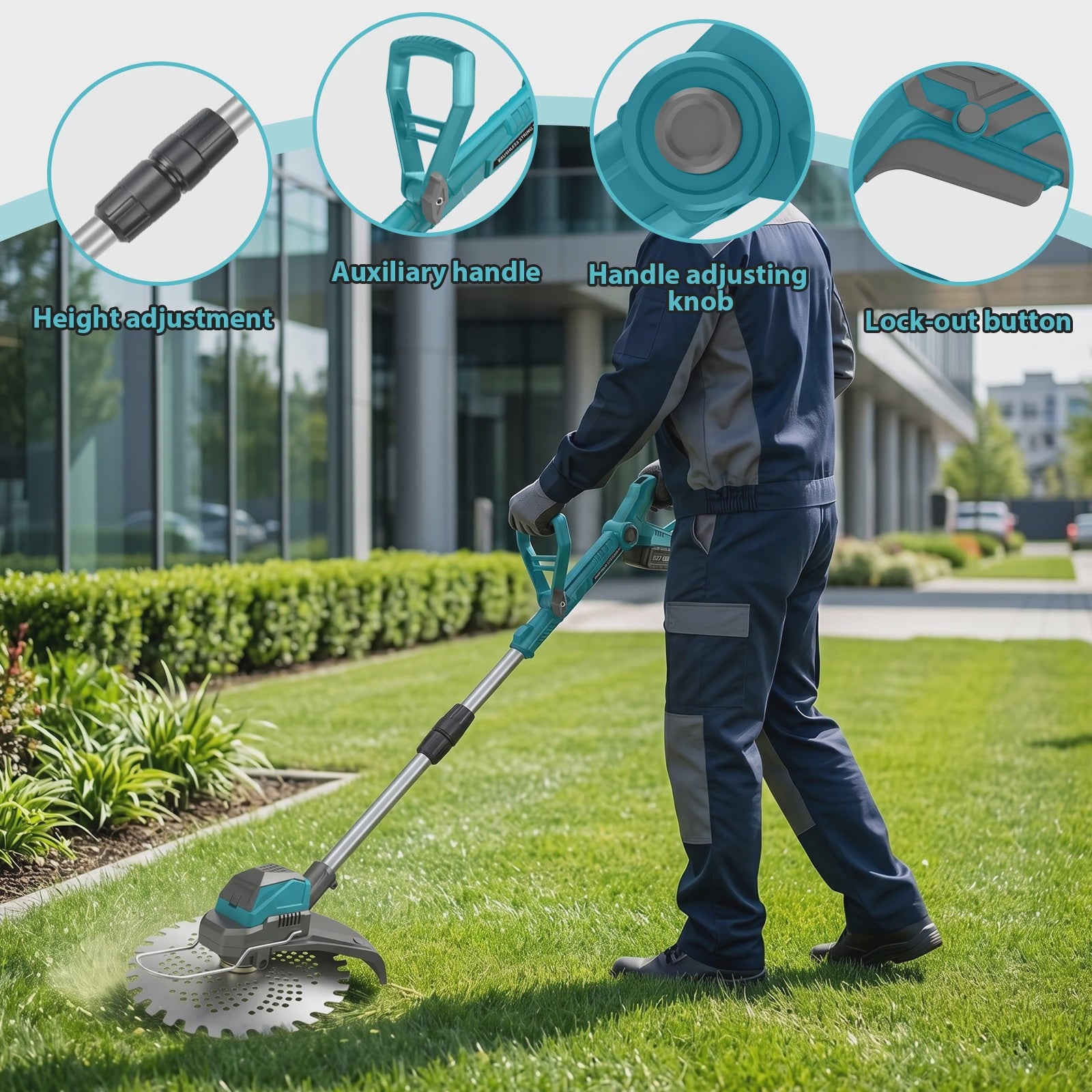 Draadloze Grasmaaier & Trimmer 9-Inch 300W - Telescopisch & Borstelloos