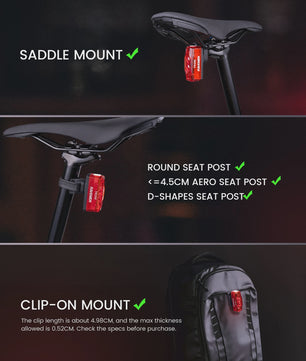 RAVEMEN TR250 Fiets Achterlicht - Oplaadbaar, 250 Lumen, Remlicht Sensor & IPX6 Waterdicht
