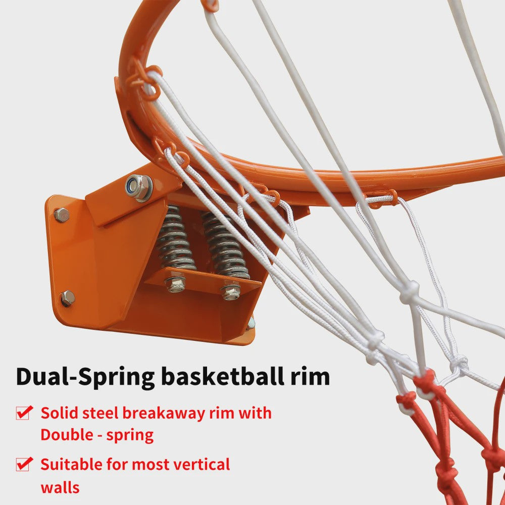 Professionele Dubbele Veer Basketbalring - Duurzaam Staal, Schokabsorberend, Weerbestendig voor Binnen & Buiten