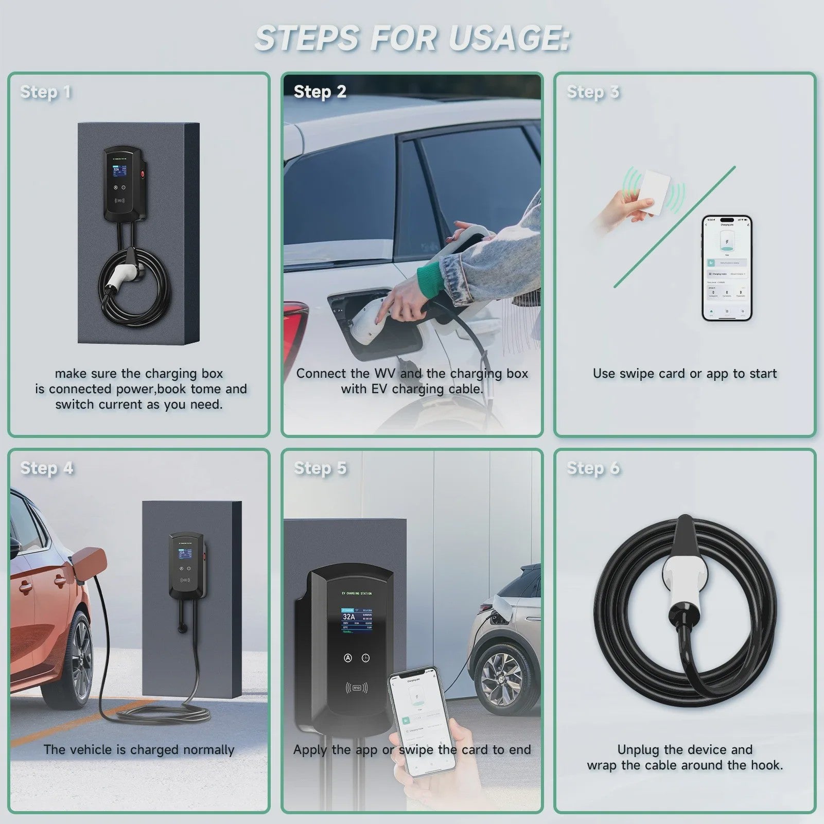 AFEEV 7.6/11/22kW 3-Fase EV Laadstation met Type 2 stekker, WiFi & App Controle