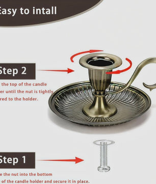 Vintage Metalen Kandelaar met Handvat - Stijlvolle Kaarsenhouder voor Huisdecoratie & Feesten