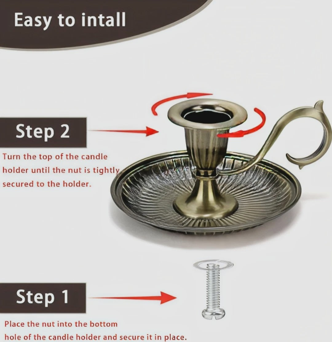 Vintage Metalen Kandelaar met Handvat - Stijlvolle Kaarsenhouder voor Huisdecoratie & Feesten