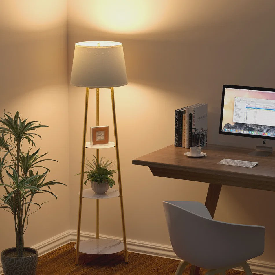 Moderne Tripod Vloerlamp met 3 Planken en LED Verlichting - Dimbaar