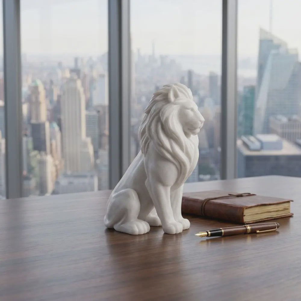 Luxe Leeuw Beeldje - 10cm - Scandinavische Stijl - Desktop Decoratie