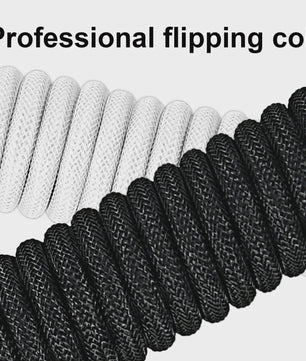 Coiled USB-C naar USB-A Keyboard Kabel met Afneembare Aviator Connector - Dubbel Sleeved