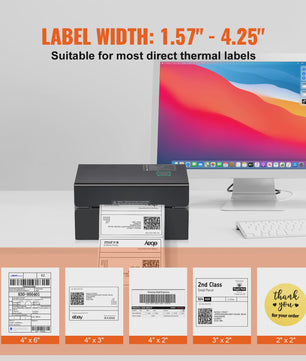 SucceBuy Thermische Labelprinter 300DPI met Bluetooth & USB - Automatische Labelherkenning