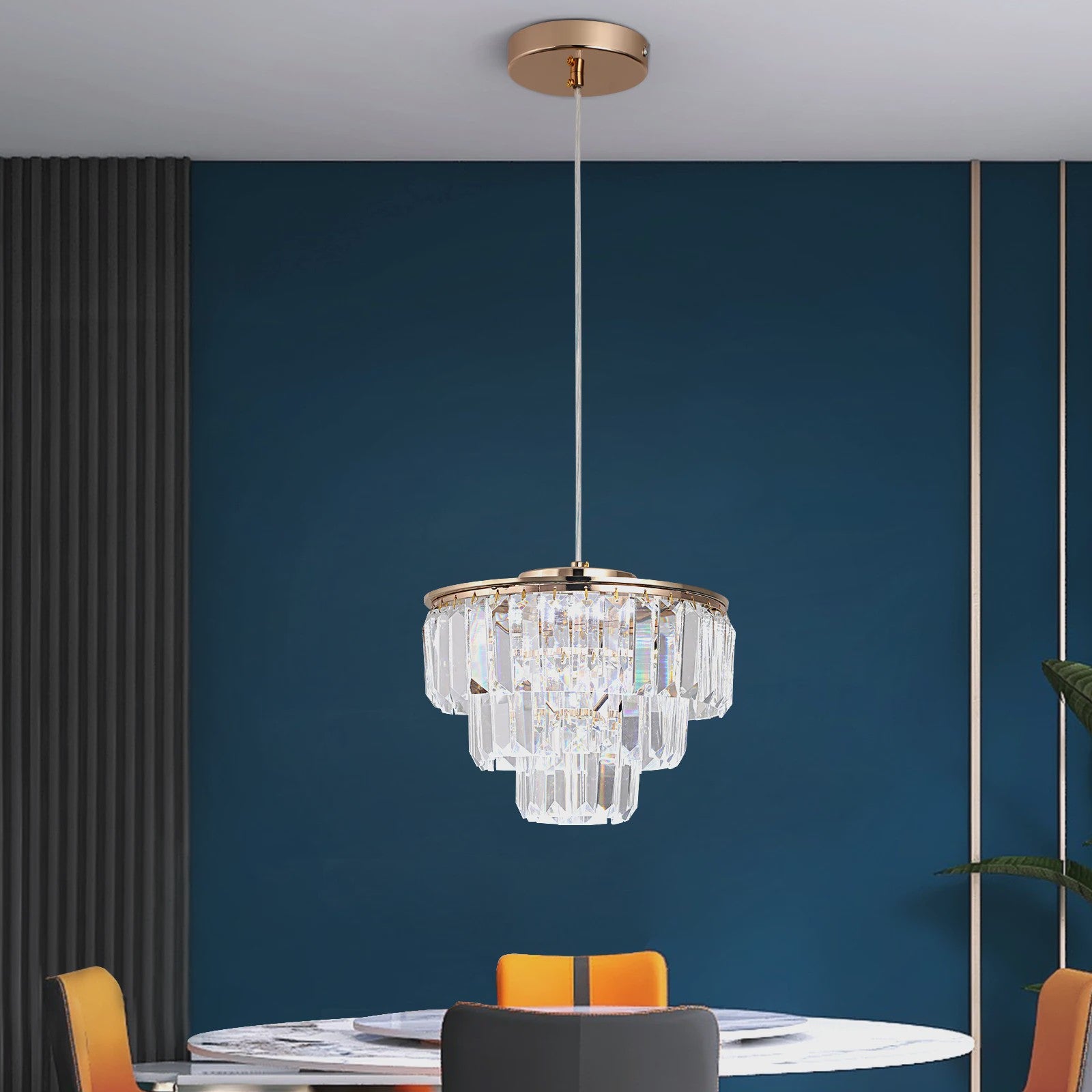 Luxe Kristallen Plafondlamp Goud - Moderne Hanglamp met LED Verlichting voor Woonkamer & Slaapkamer