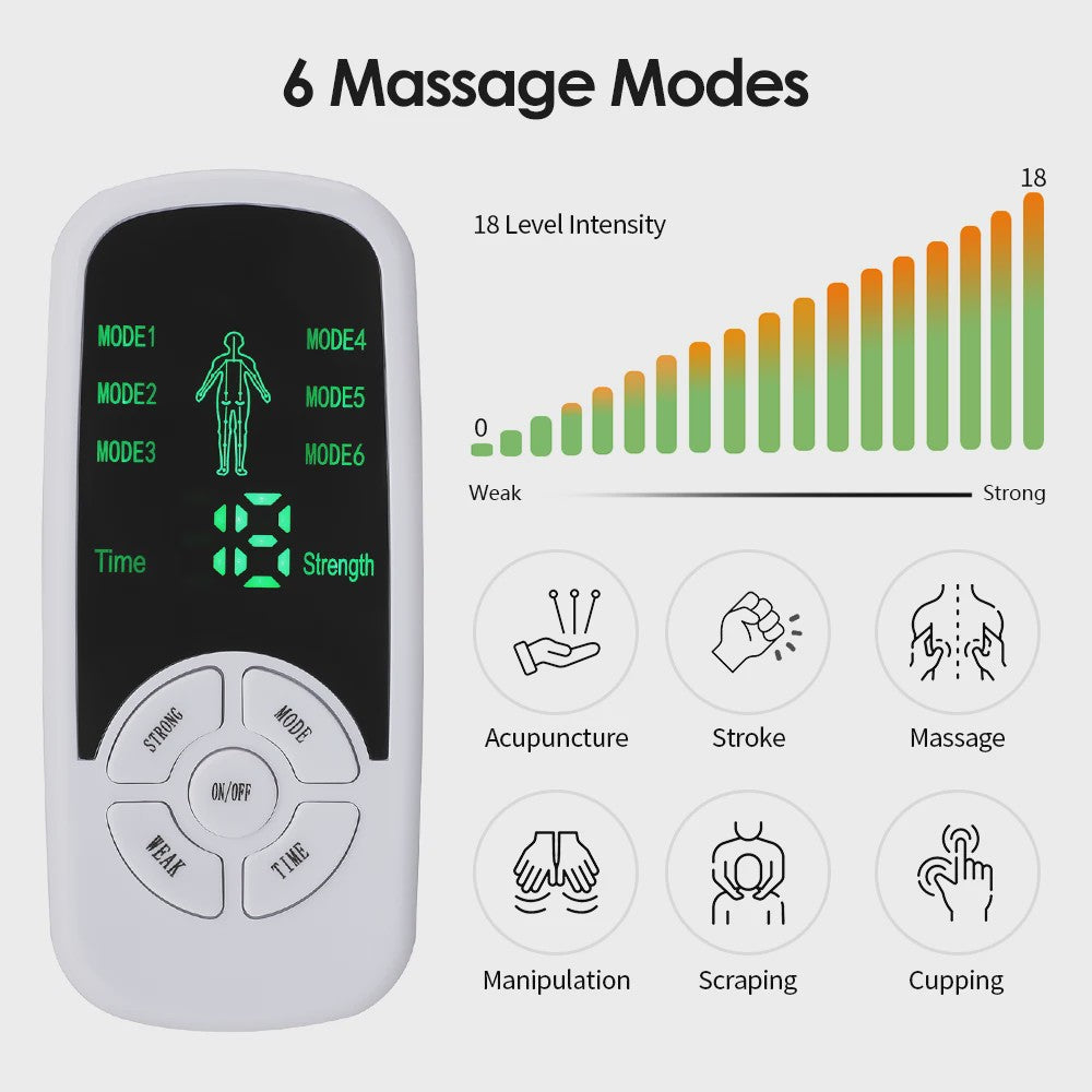 Digitale EMS Spierstimulator: Massageapparaat voor Rug, Nek & Lichaam met TENS