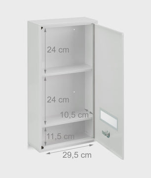 Afsluitbaar Medicijnkastje Wit met Rood Hart - 3 Vakken - Wandmontage - 60x30x12 cm