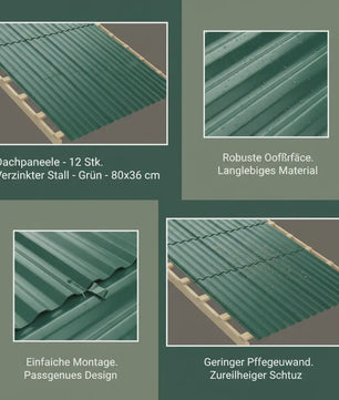 Dakplaten Groen Verzinkt Staal - 12 Stuks - 80x36 cm