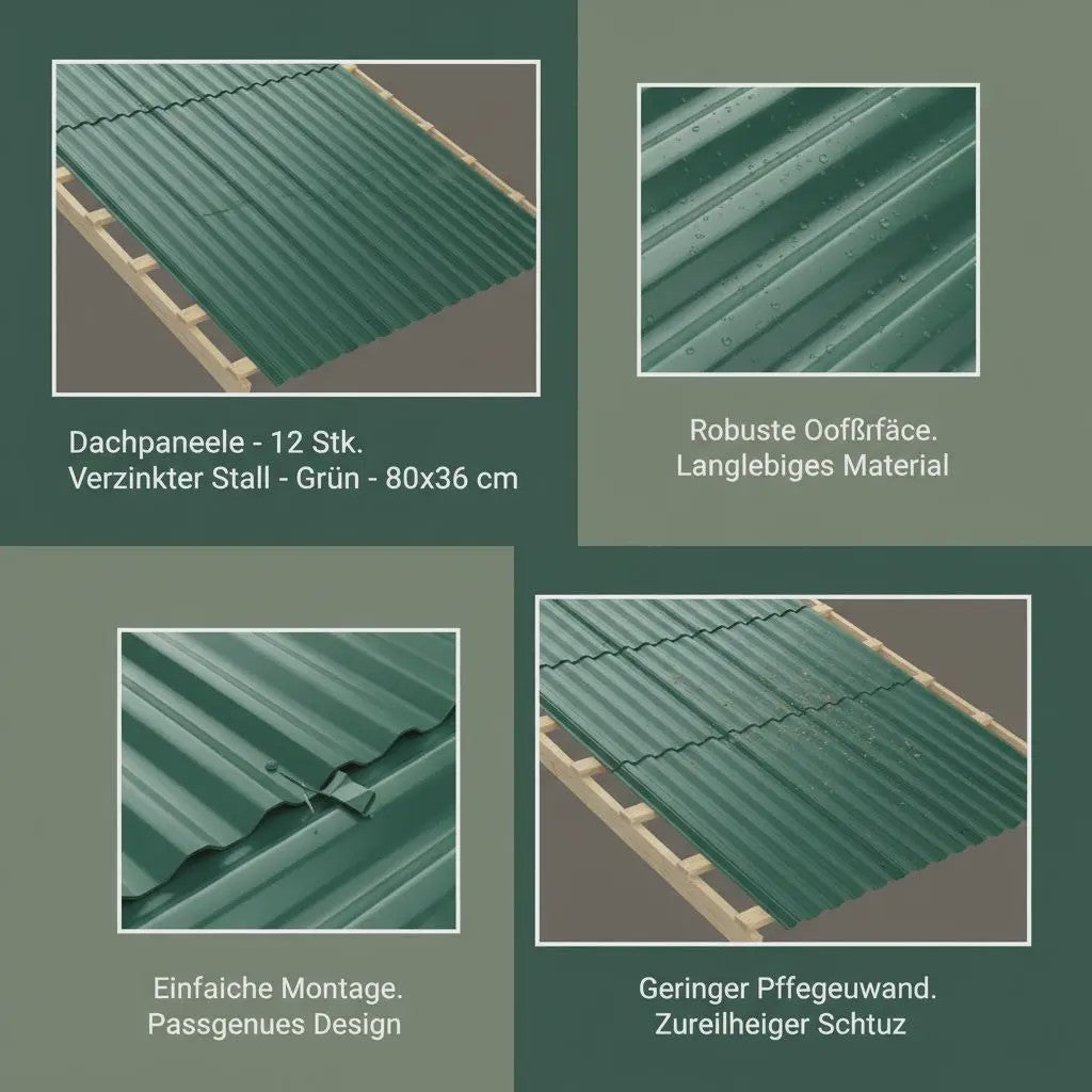 Dakplaten Groen Verzinkt Staal - 12 Stuks - 80x36 cm