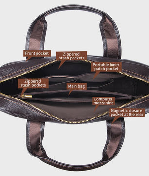 Luxe Leren Laptoptas Heren - Toplaags Koeienhuid Aktetas