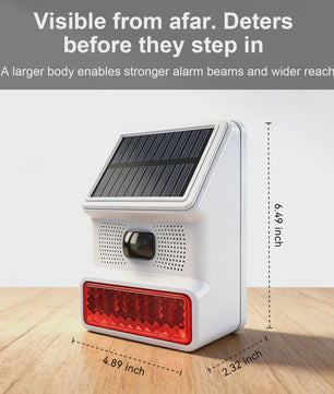 Zonne-bewegingsmelder Alarm met Geluid & Licht - IP65 Waterdicht