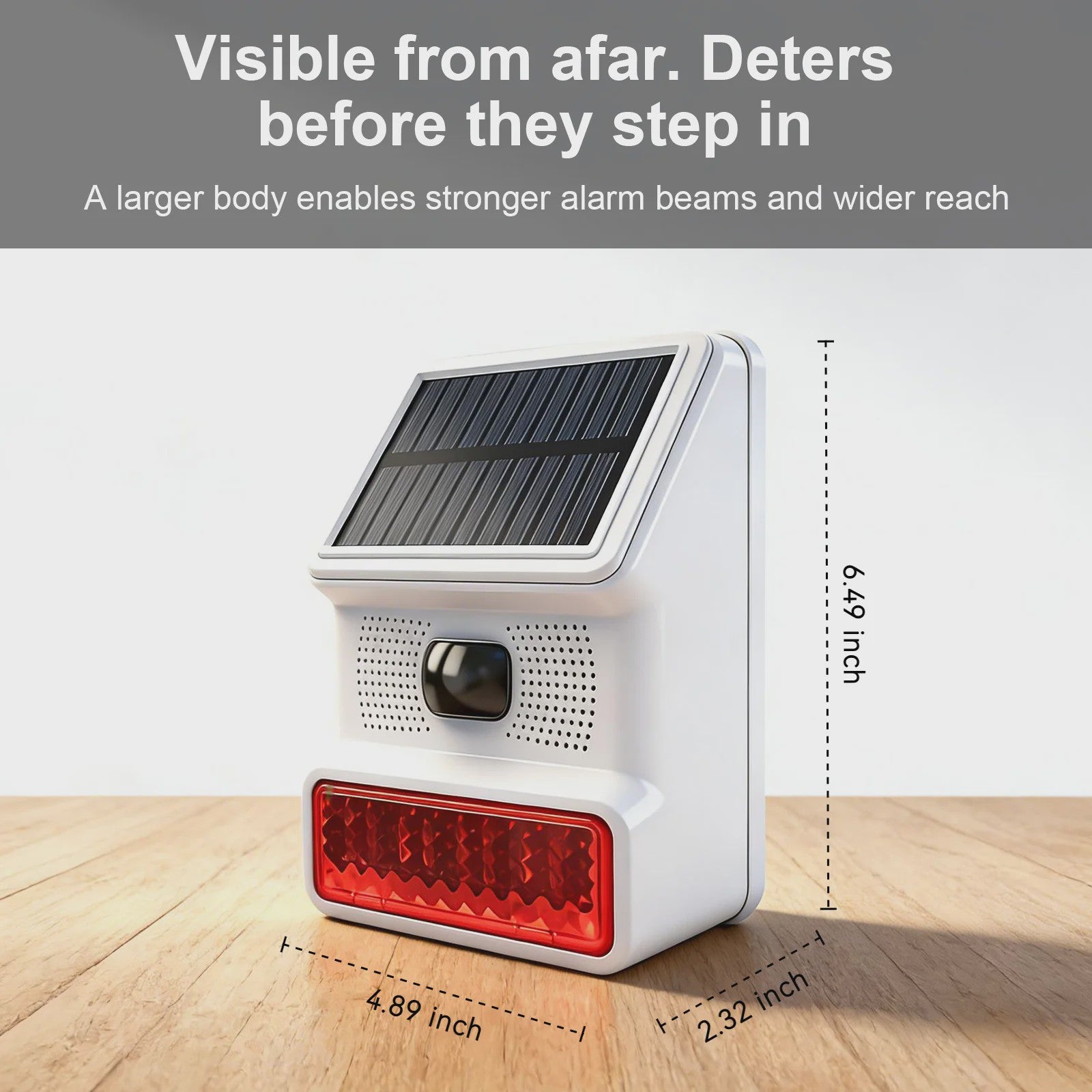 Zonne-bewegingsmelder Alarm met Geluid & Licht - IP65 Waterdicht