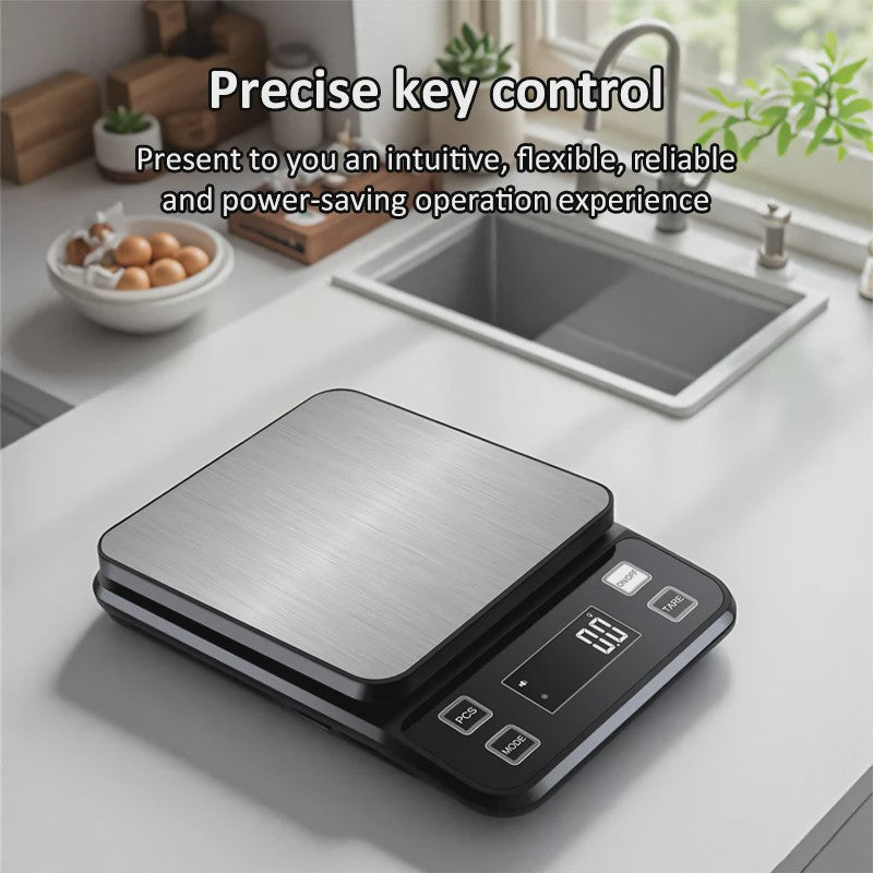 Digitale Keukenweegschaal 10kg - 0.1g Precisie, Waterdicht RVS, LCD Display