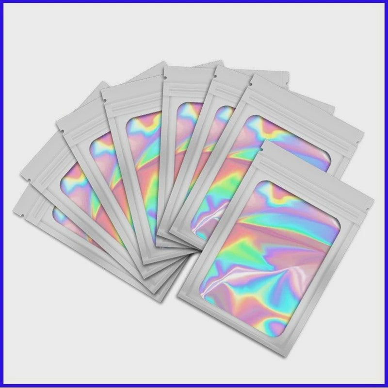 50x Holografische Mylar Zakjes - Geurafsluitend & Hersluitbaar - Ideaal voor Cadeaus & Retail