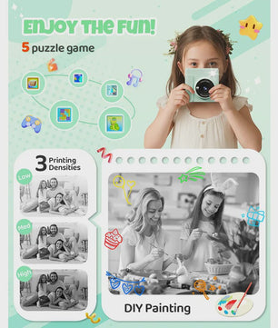 Direct Print Kinder Camera - 1080P HD Fotocamera met Instant Printer & Kleuren Prints