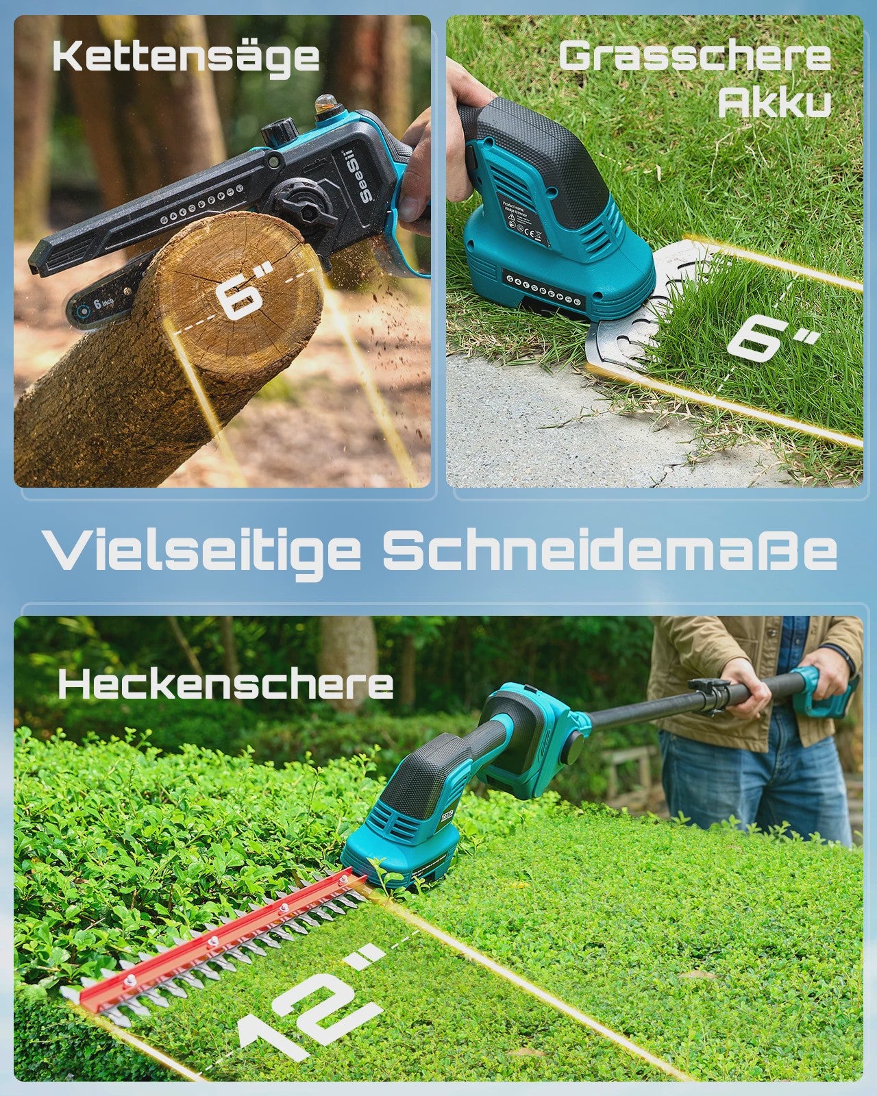 SEESII 6-in-1 Telescopische Snoeischaar & Heggenschaar - Brushless - Makita 18V Compatibel