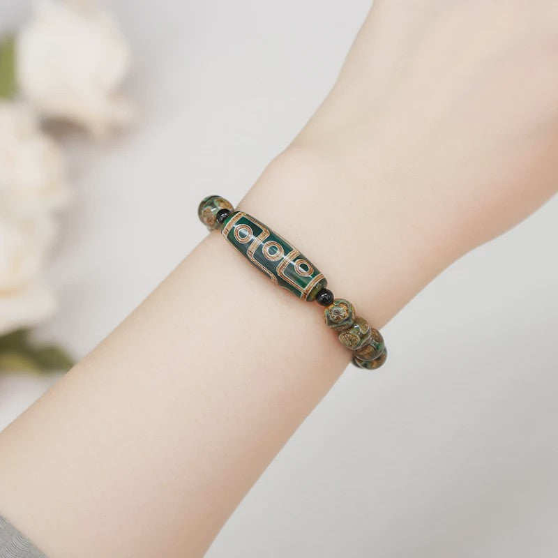 Tibetaanse Dzi Agate Armband met 9 Ogen - Retro Buddha Gebedssieraad