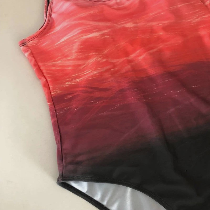 Dames Badpak met Push-Up, Gekruiste Rug en Gradiëntprint