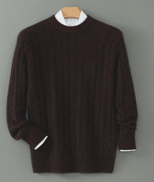 Heren Trui van 100% Puur Kasjmier - Dik Gebreid met Ronde Hals - Lente/Winter Collectie