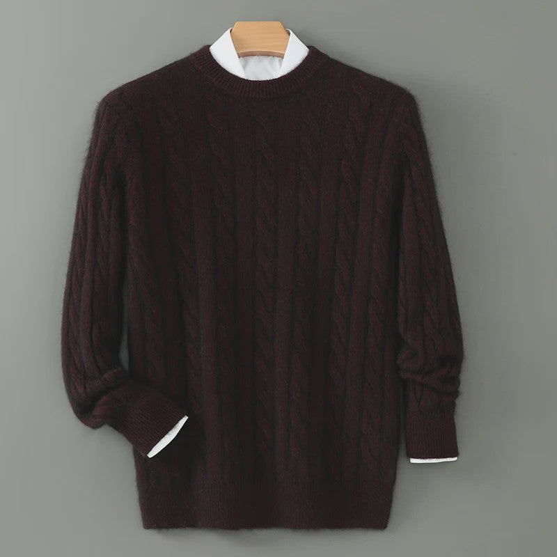 Heren Trui van 100% Puur Kasjmier - Dik Gebreid met Ronde Hals - Lente/Winter Collectie