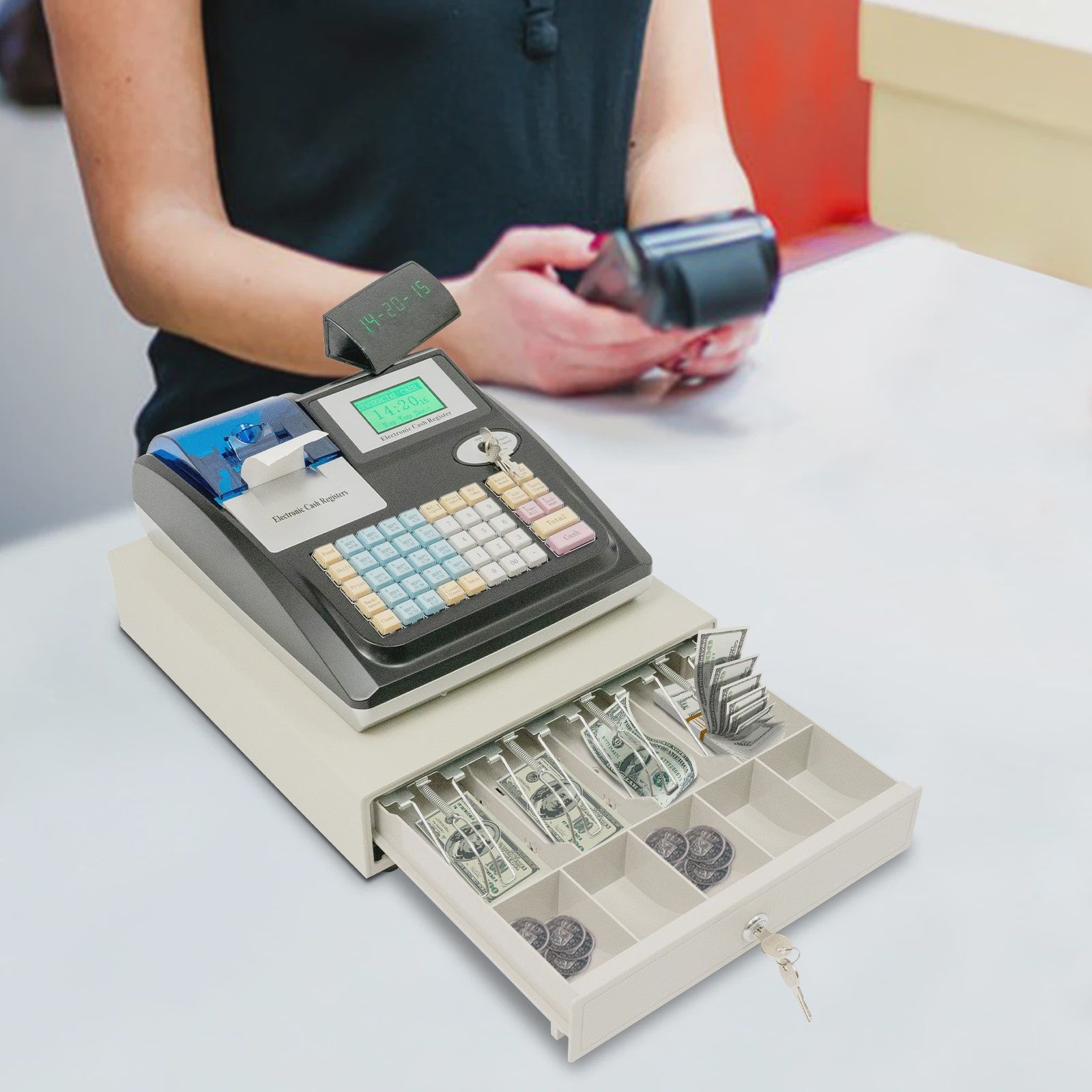 Elektrastatische Kassaregister met Dubbel Scherm & Thermische Printer