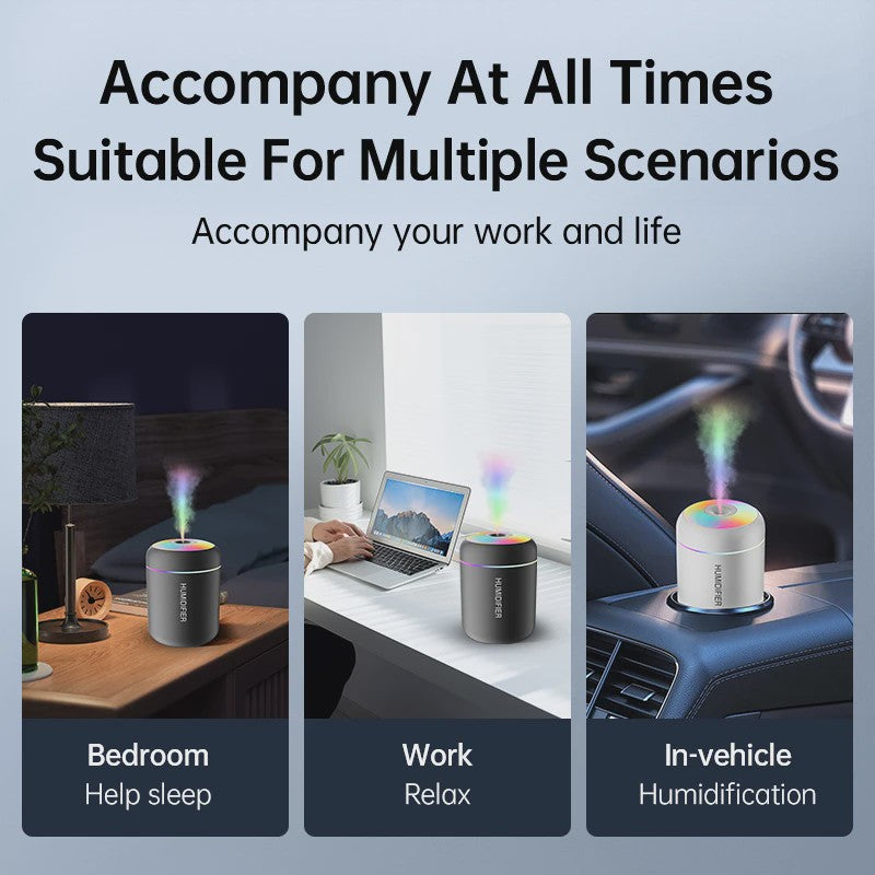180ML Mini Luchtbevochtiger USB Aroma Diffuser met Kleurrijke Verlichting voor Auto, Huis & Slaapkamer