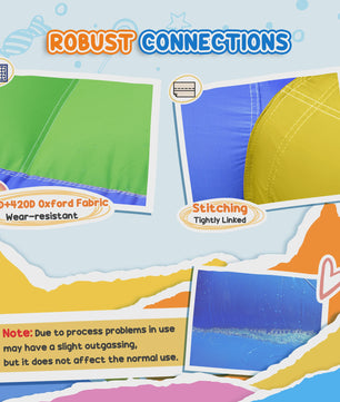Outsunny Opblaasbaar Kasteel met Zwembad - 390x300x197 cm - Kleurrijk Plezier voor Kinderen