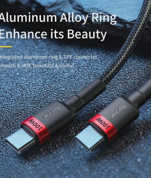 Baseus USB-C naar USB-C Kabel 100W PD Snellader - Geschikt voor iPhone, MacBook, Samsung & Xiaomi